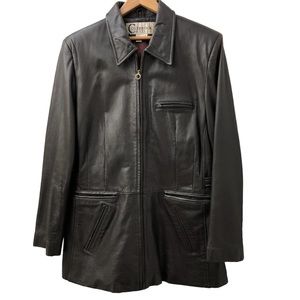 Colebrook & Co. Brown Leather Coat Jacket 3/4 Length Size Large Vintage Women’s